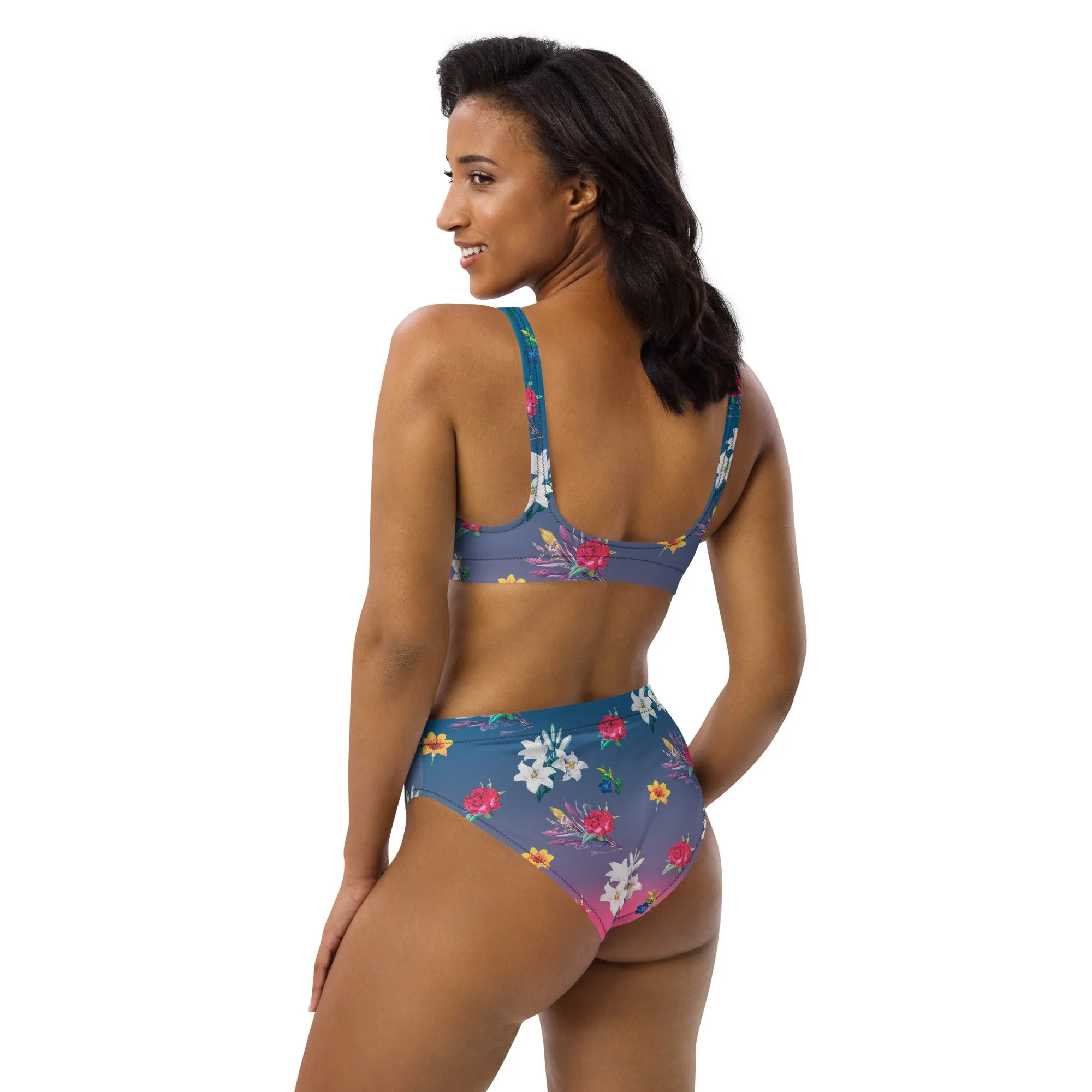 Floral Ombre Recycled high-waisted bikini