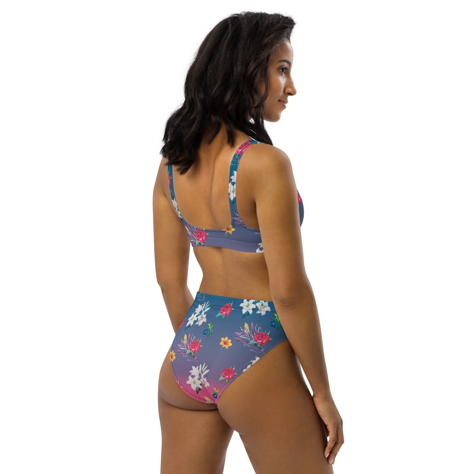 Floral Ombre Recycled high-waisted bikini