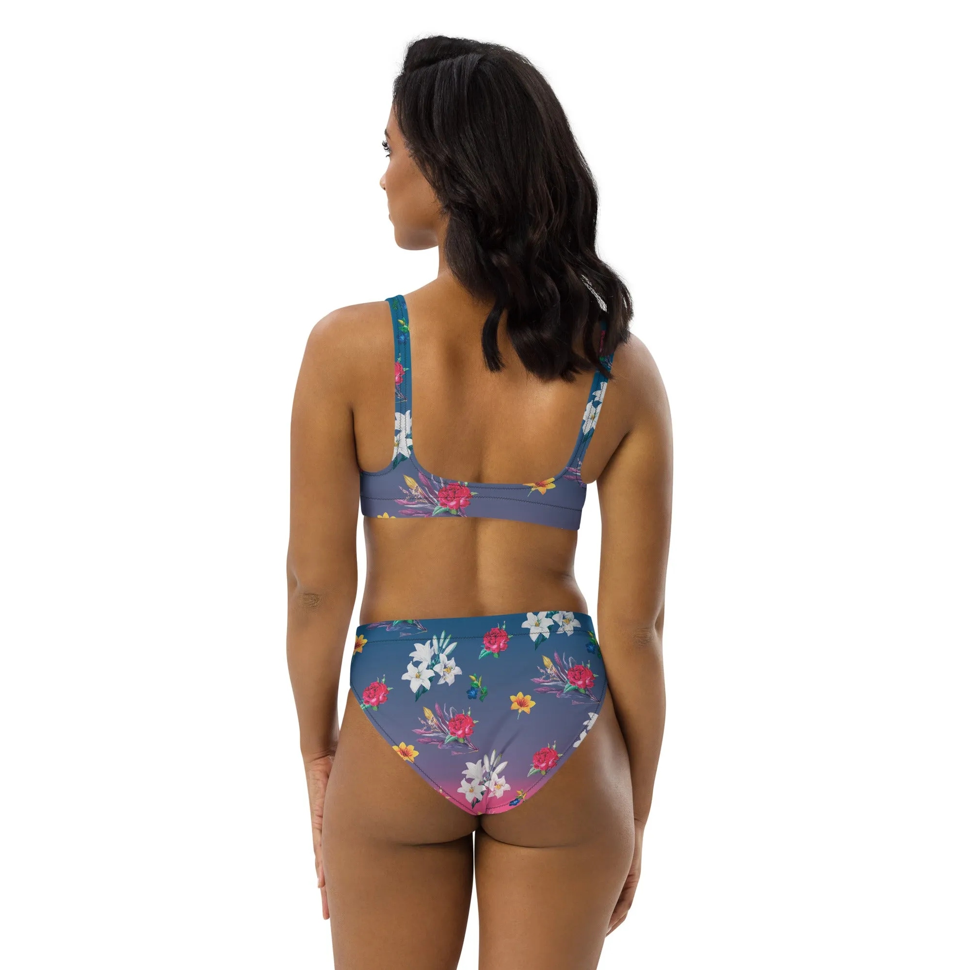 Floral Ombre Recycled high-waisted bikini