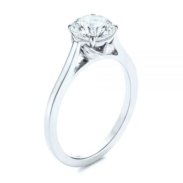 Four Prong Leaf Solitaire Diamond Engagement Ring [Setting Only] - EC026