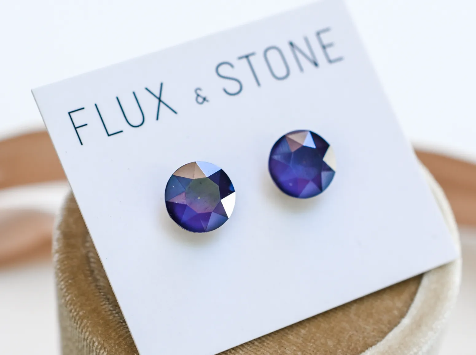 Gemstone Studs - Swarovski Crystal Purple Muted