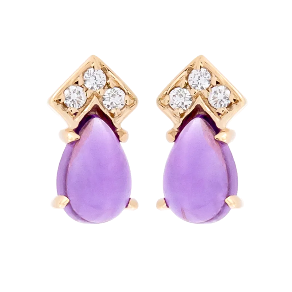 Geometric Amethyst & Diamond Pear Stud Earrings