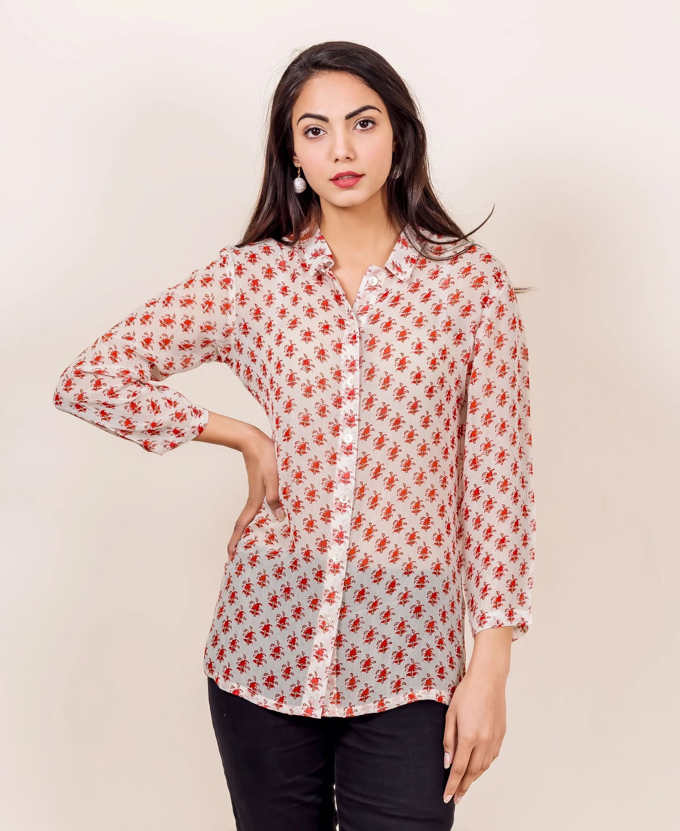 Georgette Block Printed Shirt