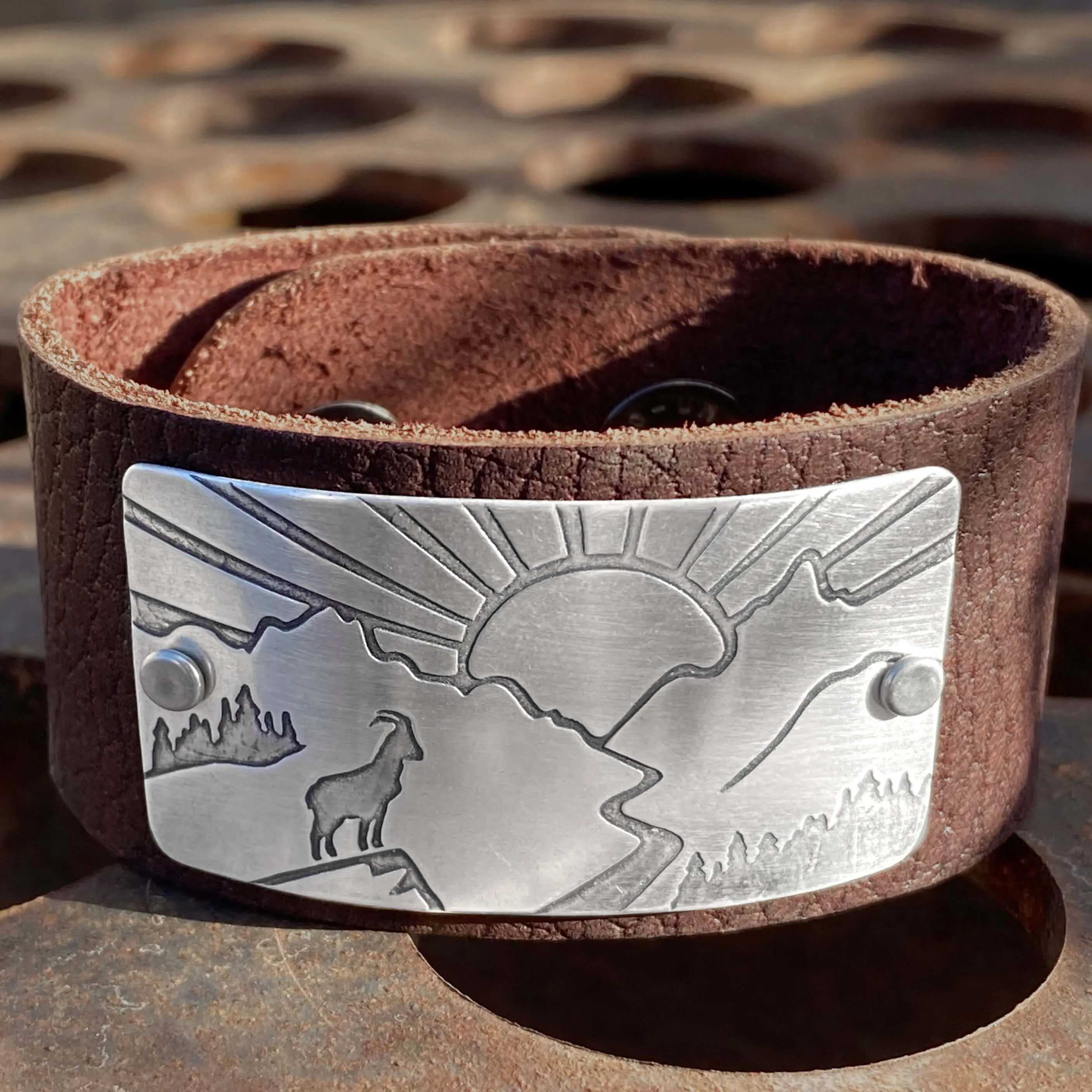 Going to the Sun Road Leather Cuff