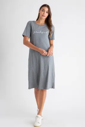 Grateful Tee Dress in Charcoal