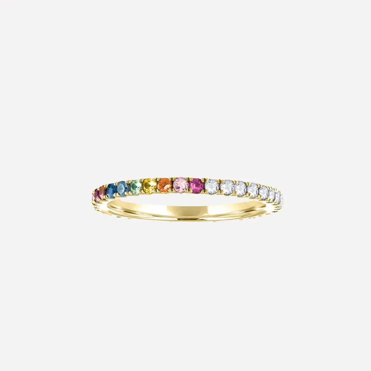 Half Rainbow & Half Diamond Eternity Band