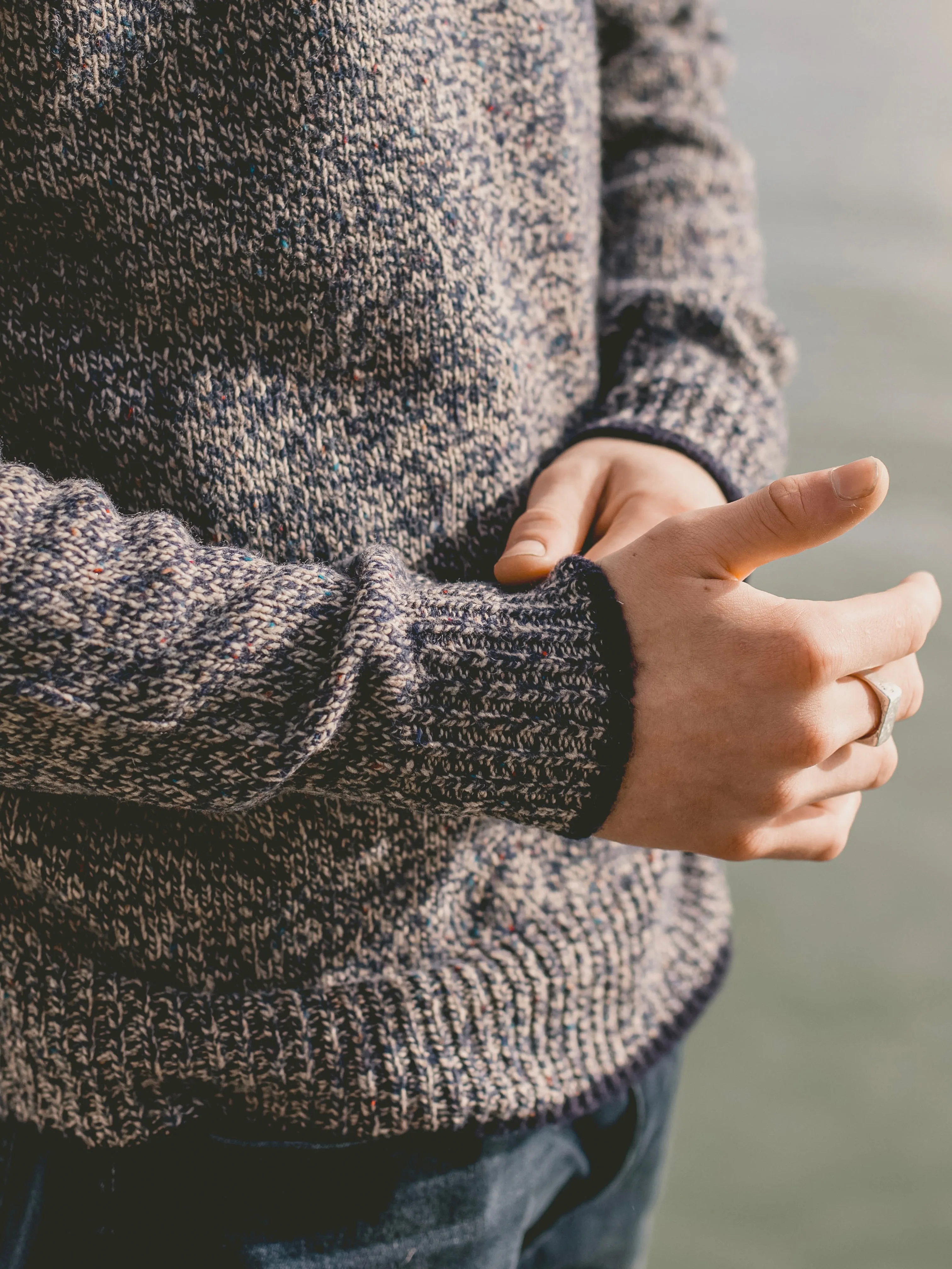 Hartford Indigo Marl Crew Neck Knit