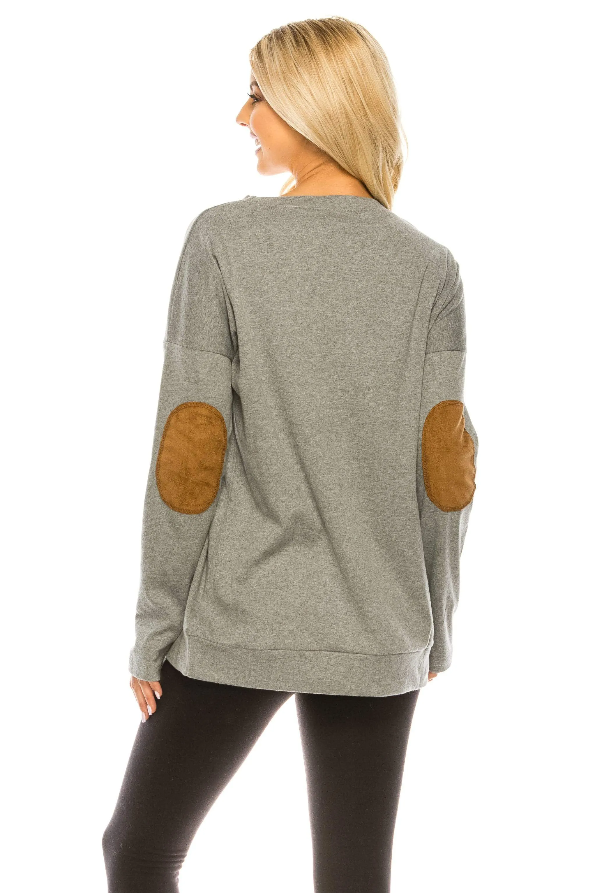 Haute Edition Women's Thanksgiving Tunic Elbow Patch Graphic Tees