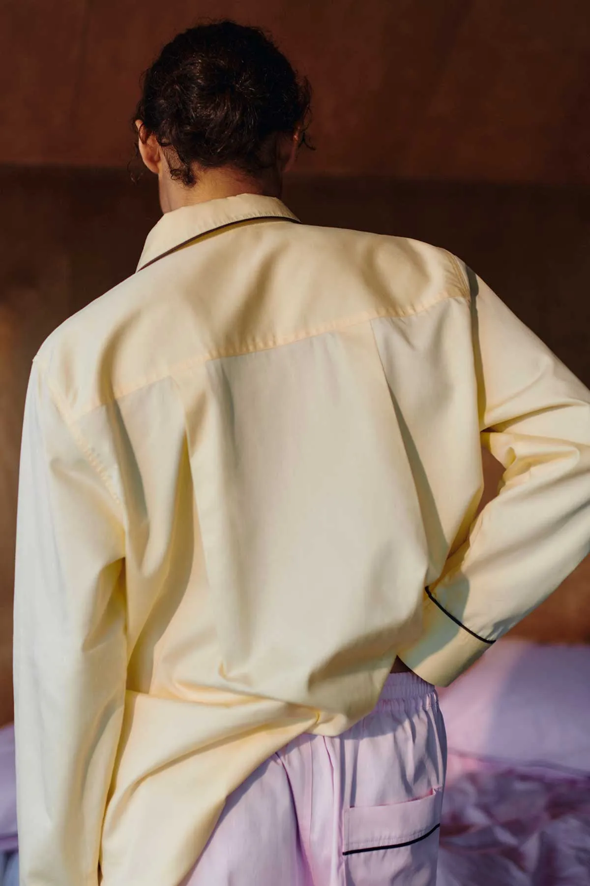 HAY Outline Pyjama L/S Shirt in Soft Yellow