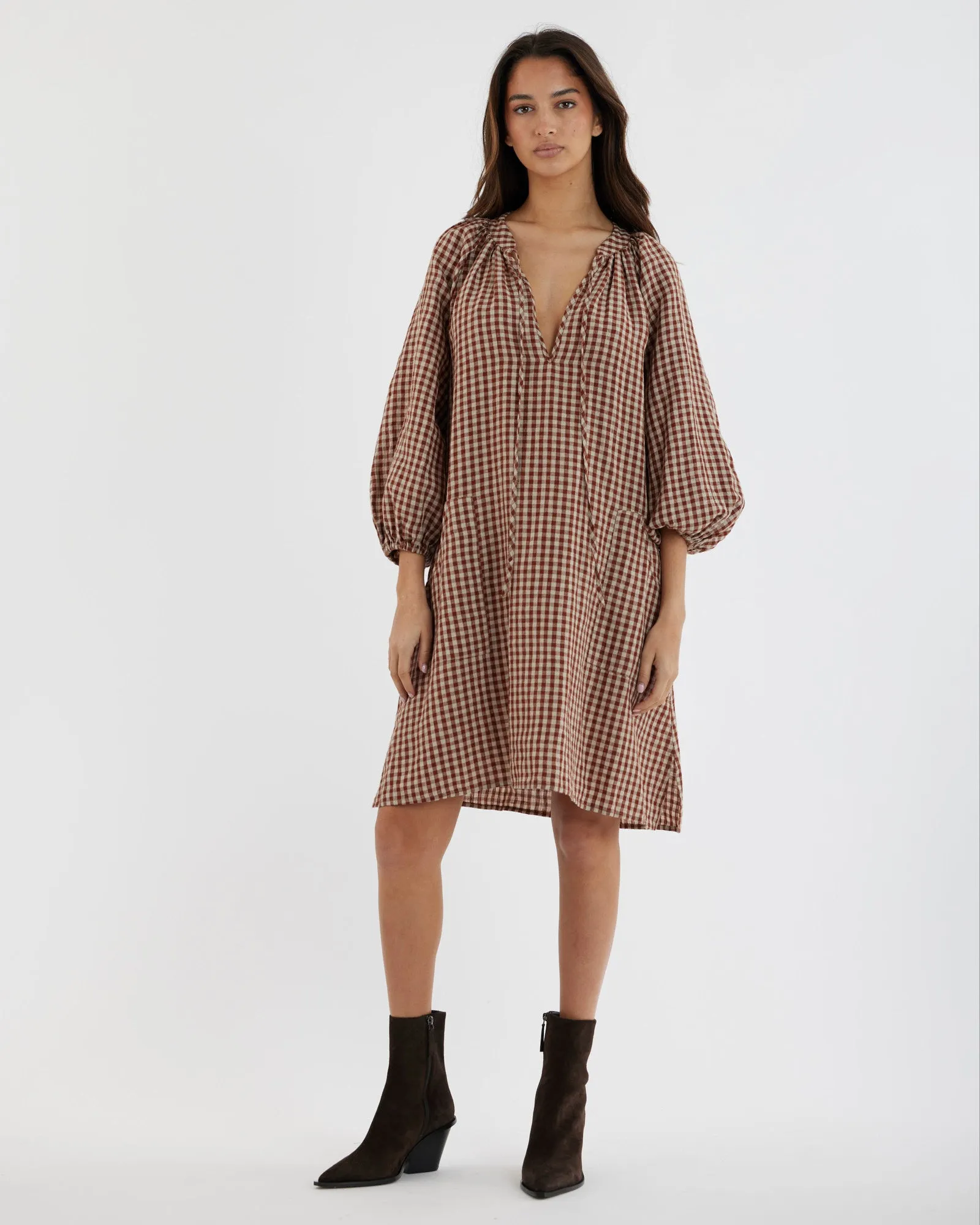 Hazel Checked Tunic Mini Dress