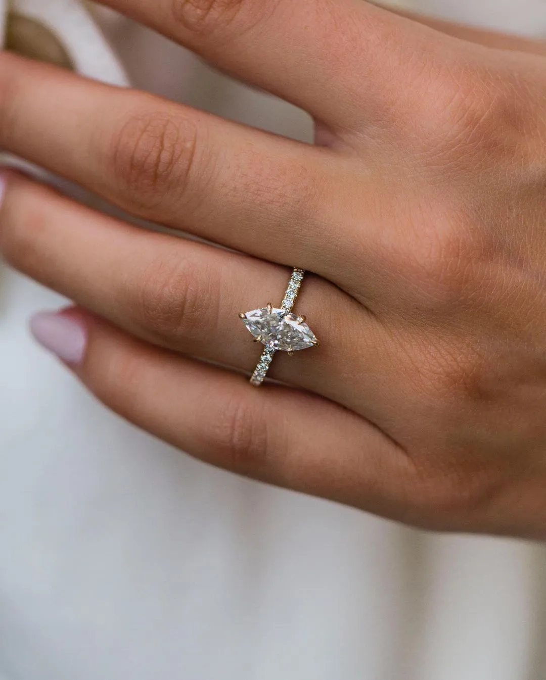 Hidden Halo 2ct Marquise Cut Moissanite Engagement Ring