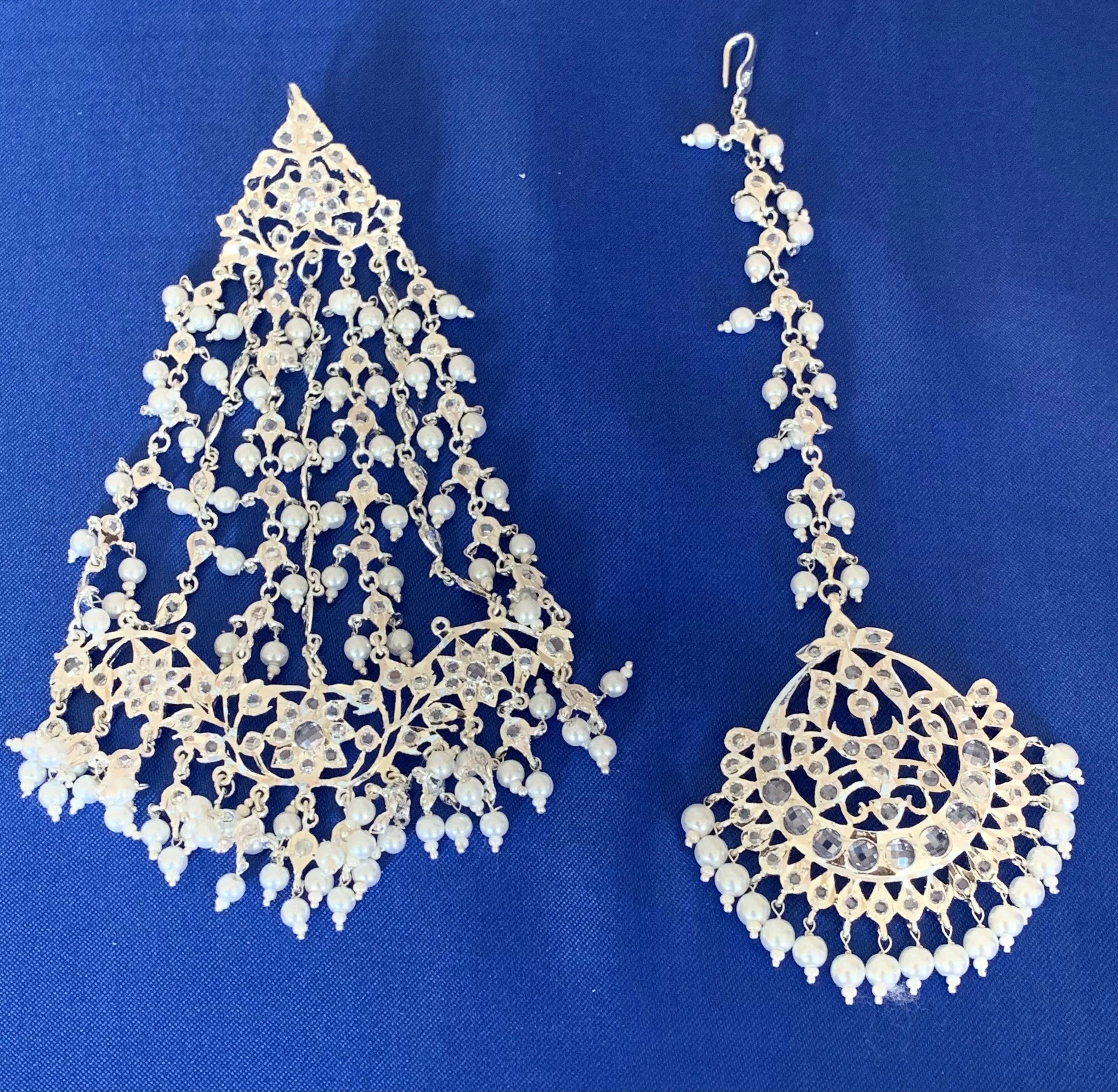 Hira jhoomar tika in silver plating ( SHIPS IN 4 WEEKS  )