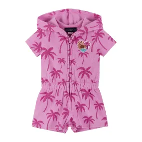 Infant Pink Palms Hooded Terry Romper