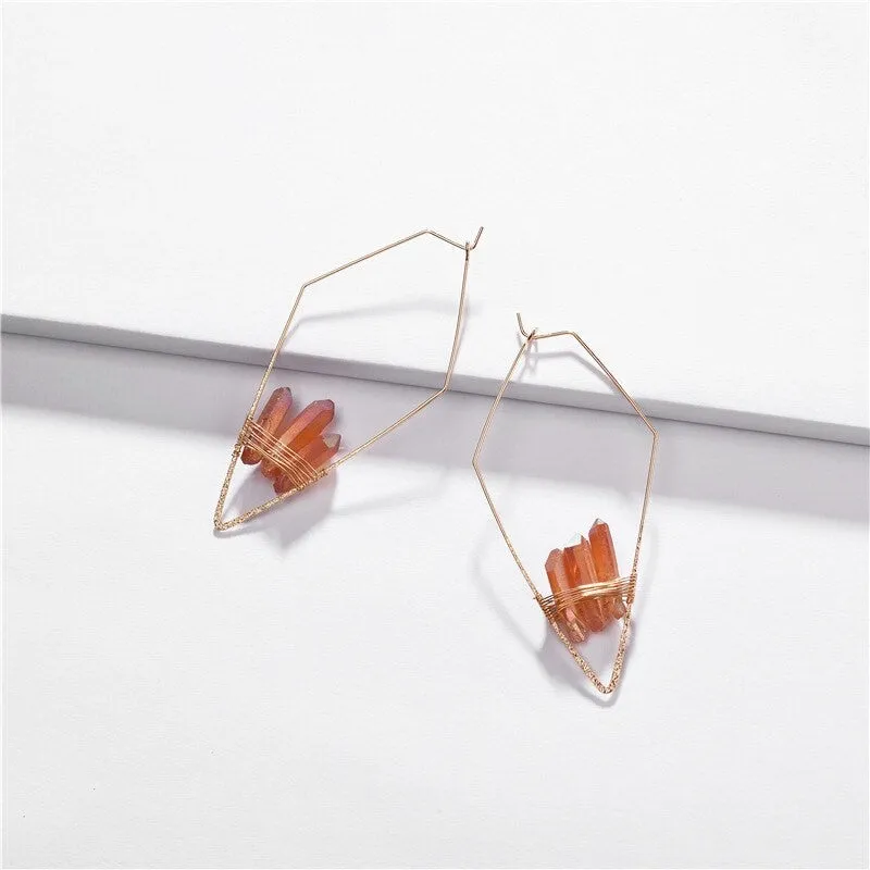 International Irregular Geometric Natural Hoop Style Earrings - 2 Colors