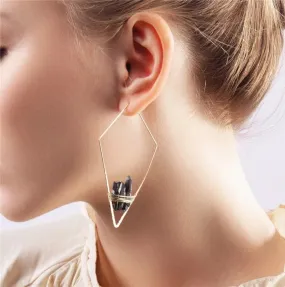 International Irregular Geometric Natural Hoop Style Earrings - 2 Colors