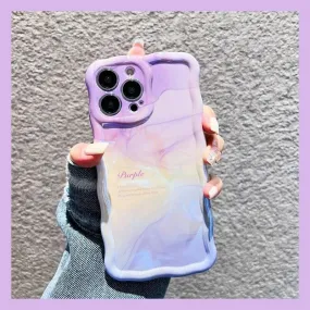 iPhone 11 12 13 14 Pro Max Cute Phone Case: Fashion Purple Oil Painting Gradient Color Pattern