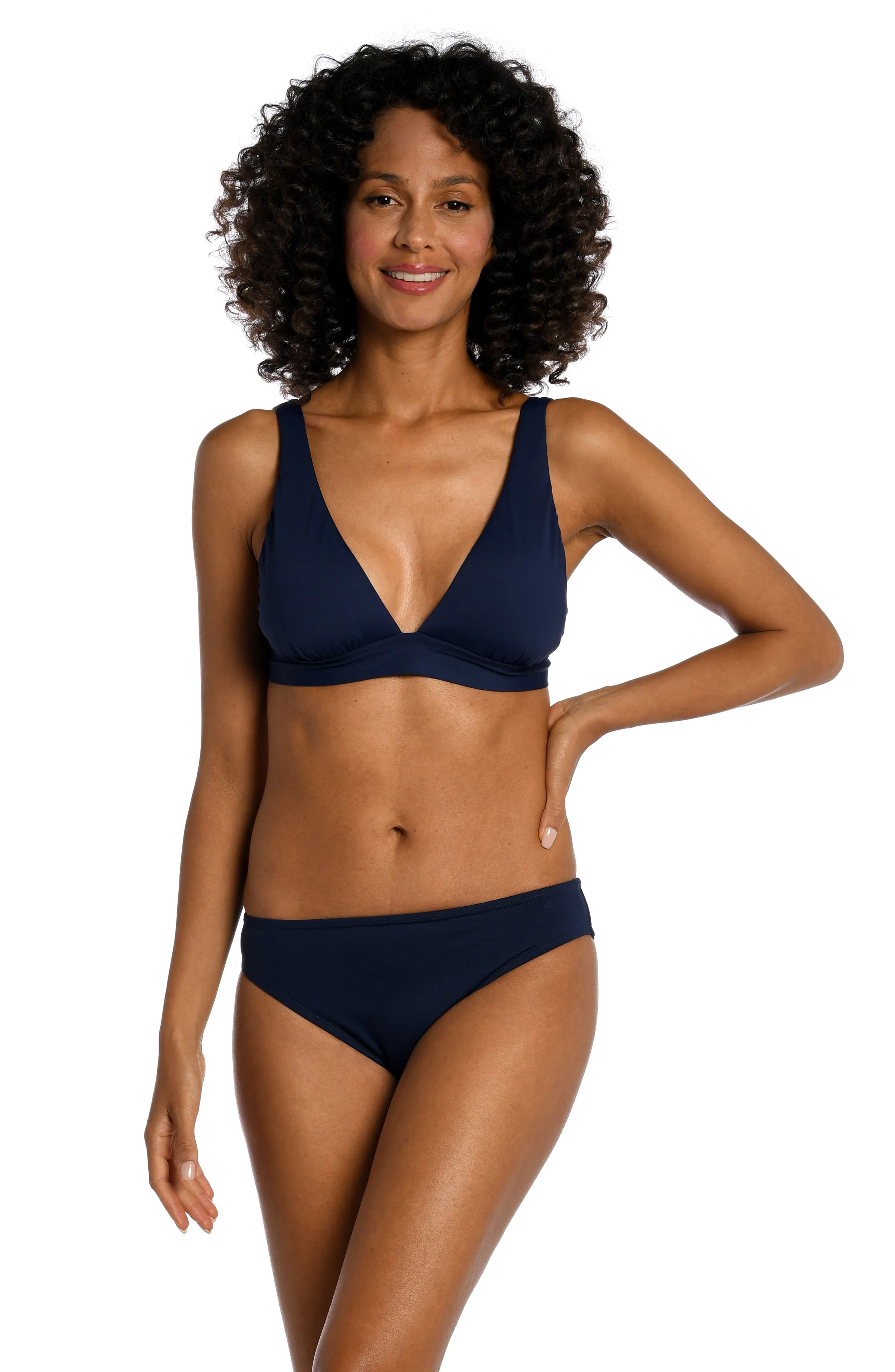 Island Goddess Banded Tall Triangle Top - Indigo