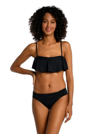 Island Goddess Ruffle Bandeau Bra Top - Black