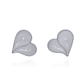 JUDE SILVER HEARTS STUDS EARRINGS FILIGREE