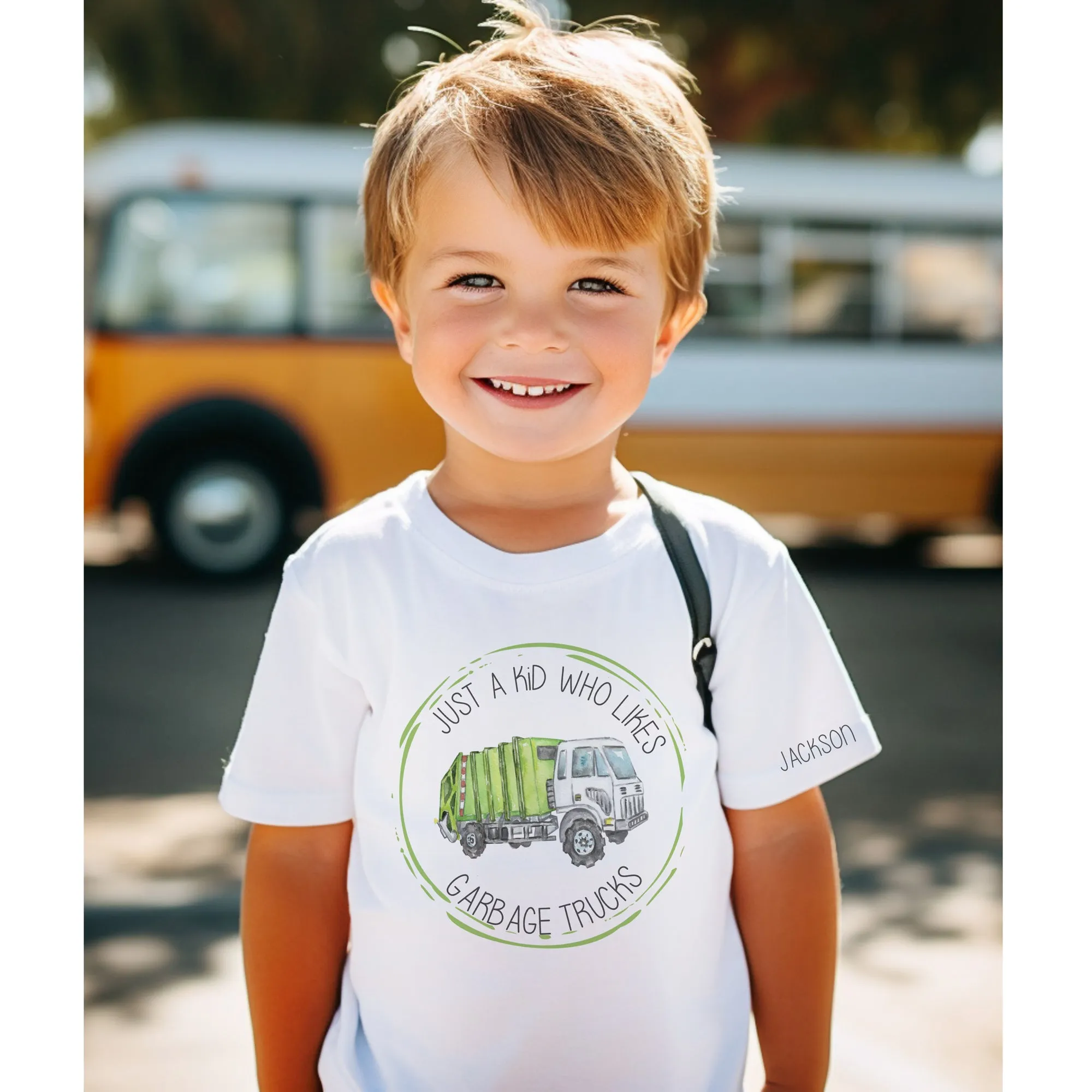 Just a Kid who likes GARBAGE TRUCKS - Personalized Apparel