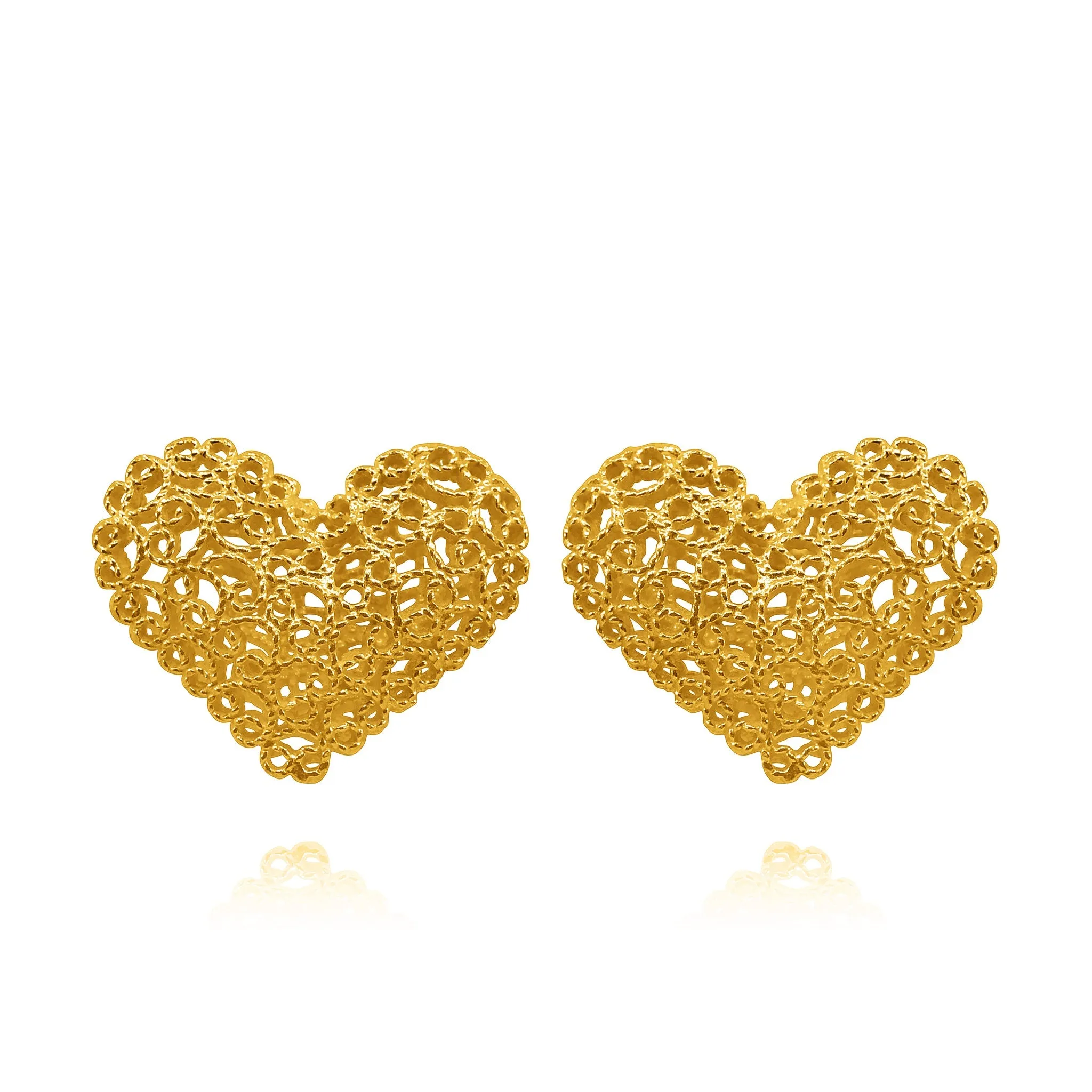 KATE GOLD HEARTS STUDS EARRINGS FILIGREE