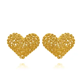 KATE GOLD HEARTS STUDS EARRINGS FILIGREE