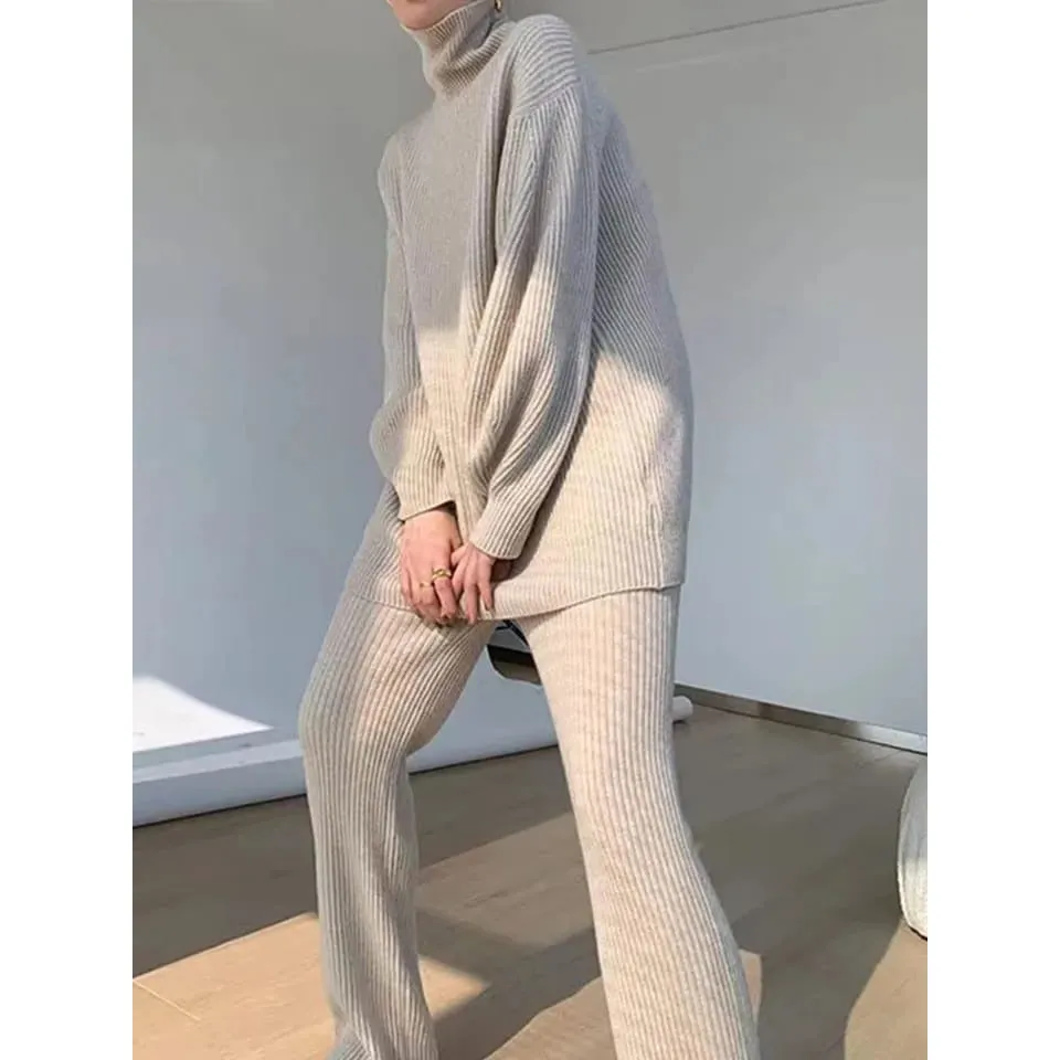 Knitted Sweater and Wide Pant Set