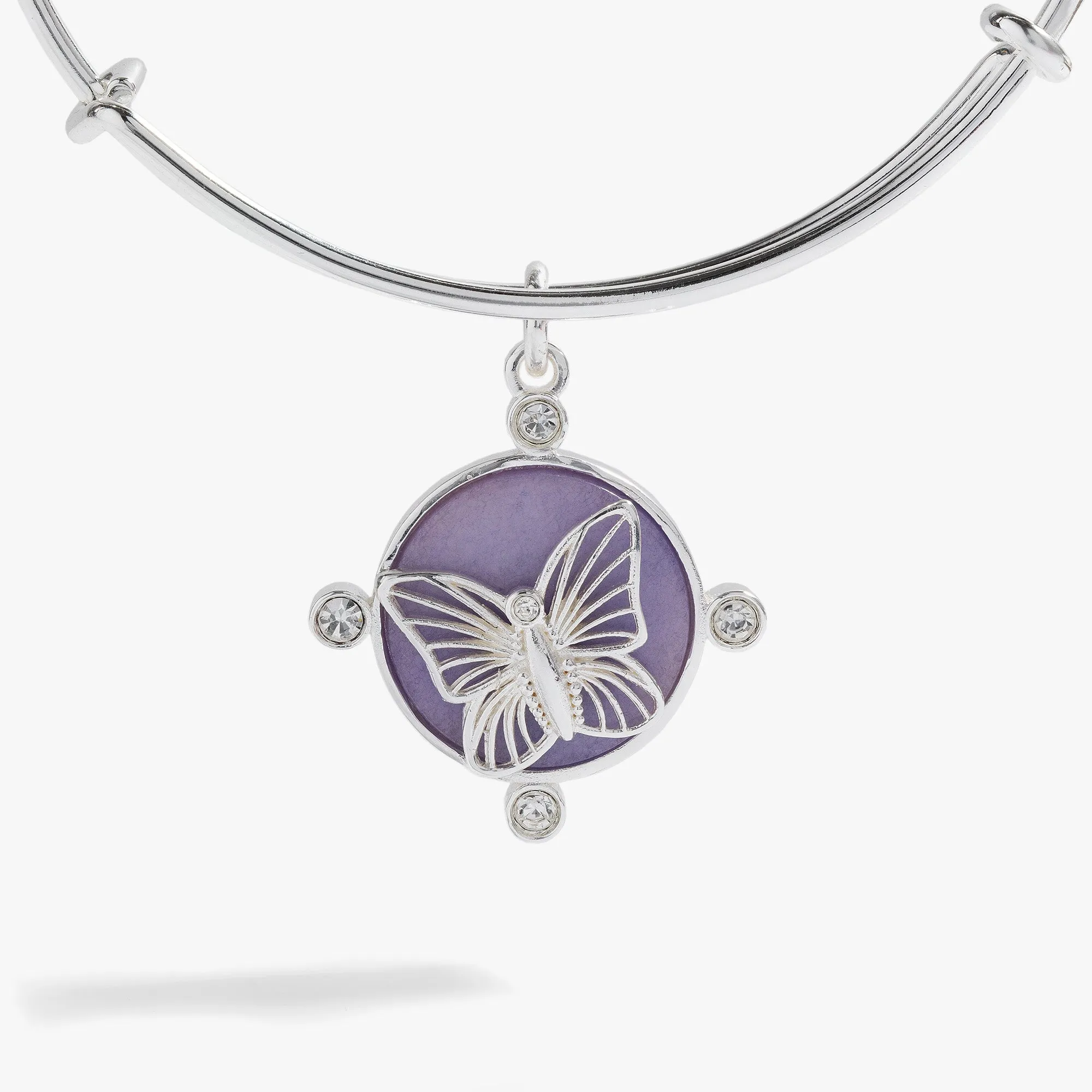 Lavender Butterfly Charm Bangle