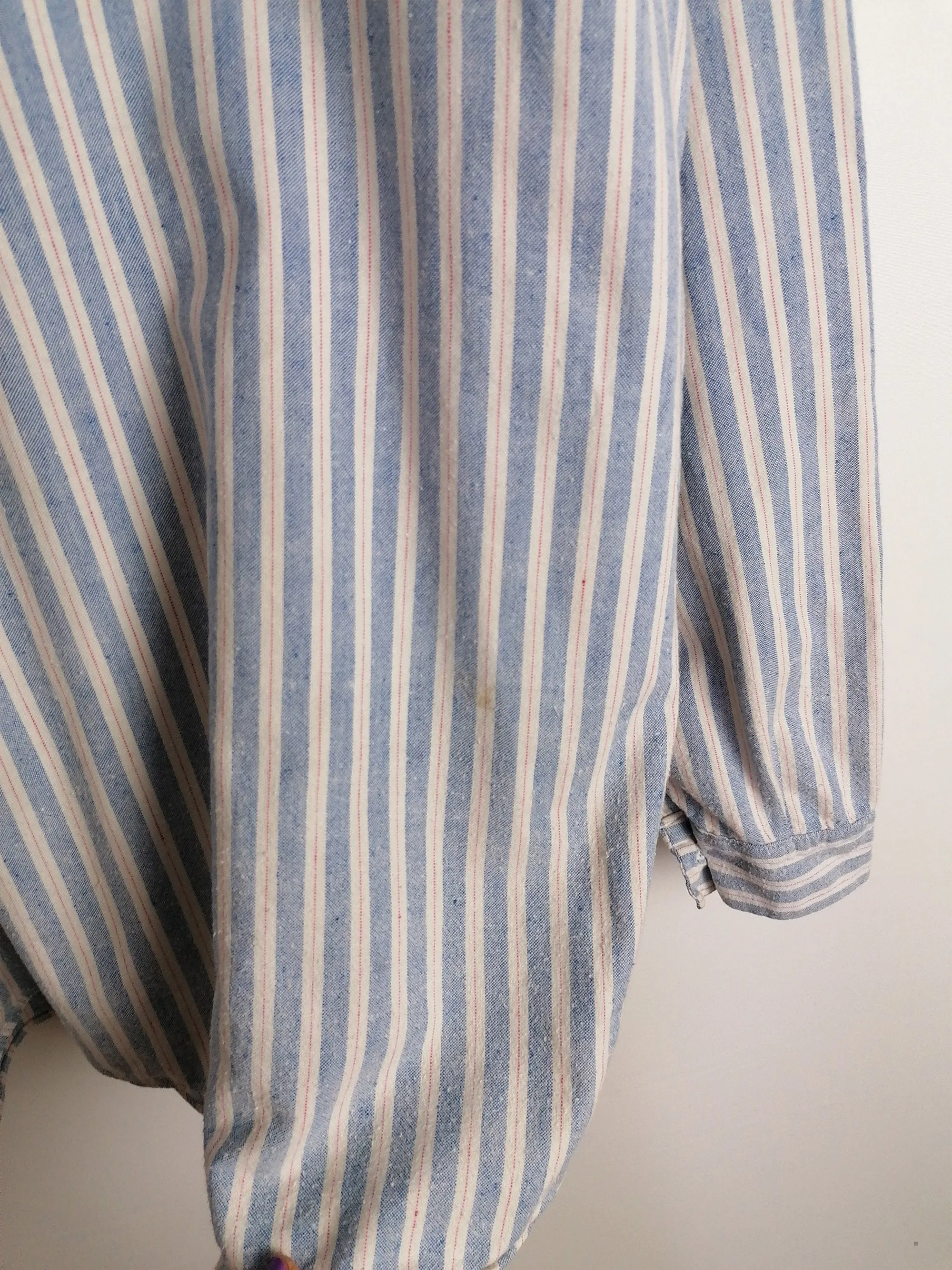 Linen Striped Oversized Tunic Blouse