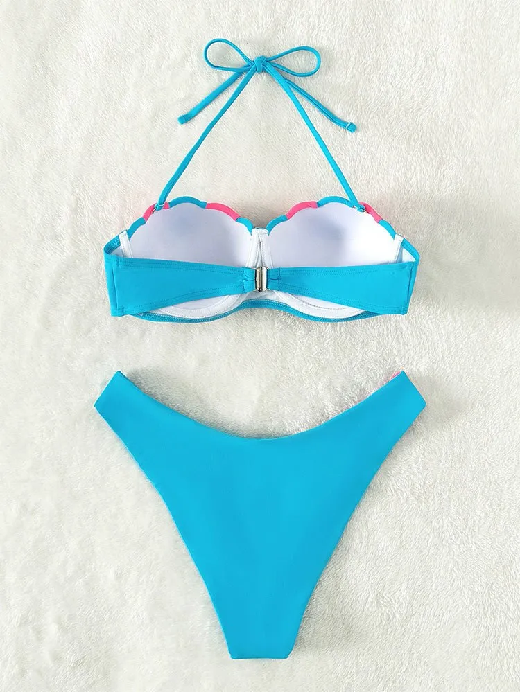 Meerjungfrau Farbblock Bikini