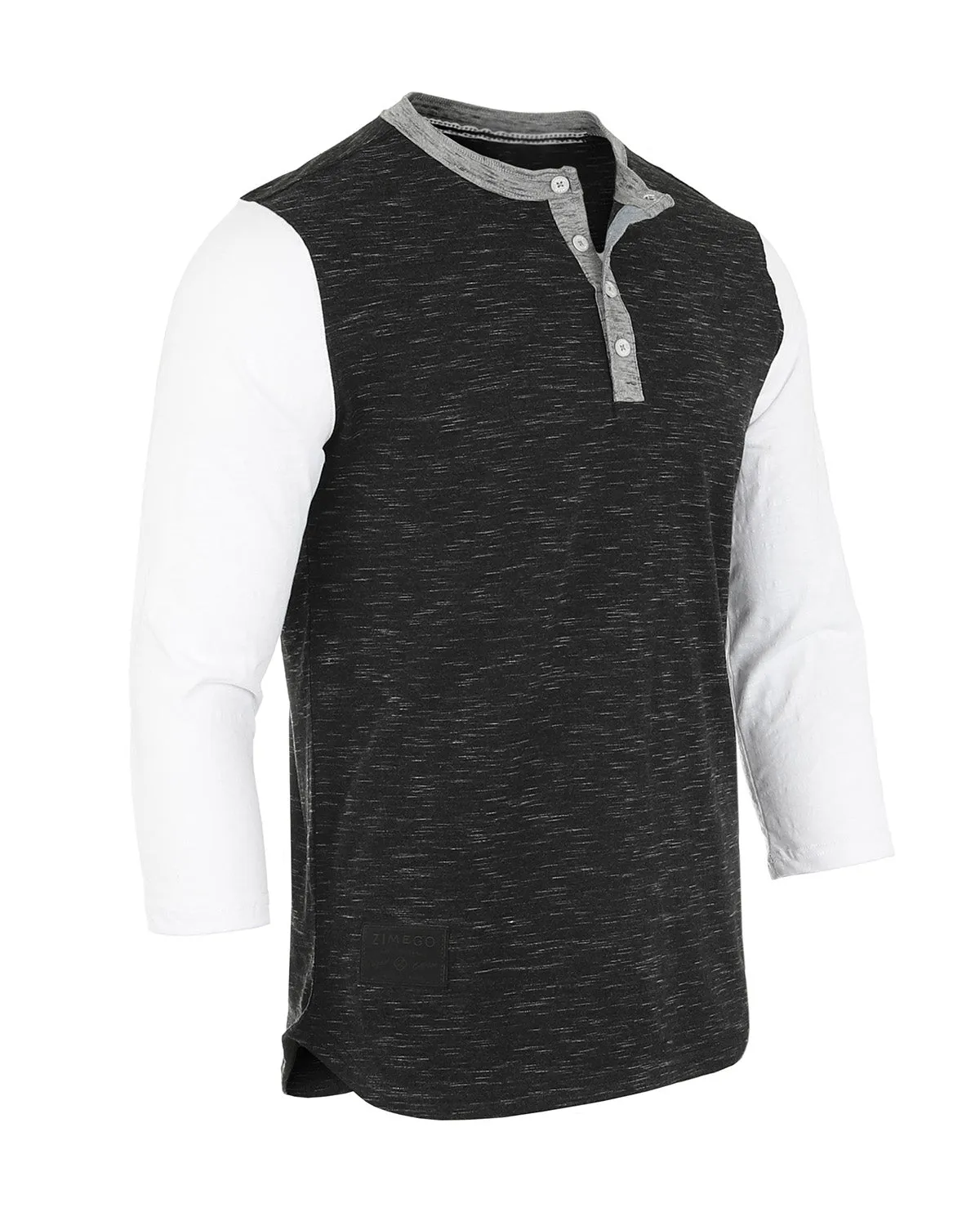 Men's 3/4 Sleeve Black & White Baseball Henley