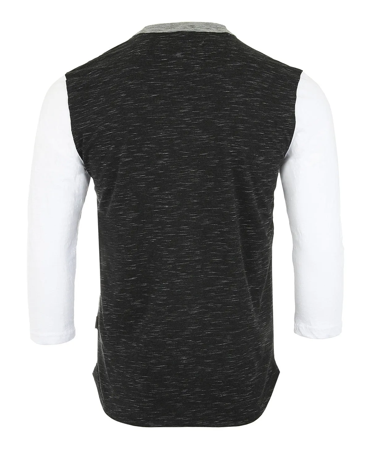 Men's 3/4 Sleeve Black & White Baseball Henley