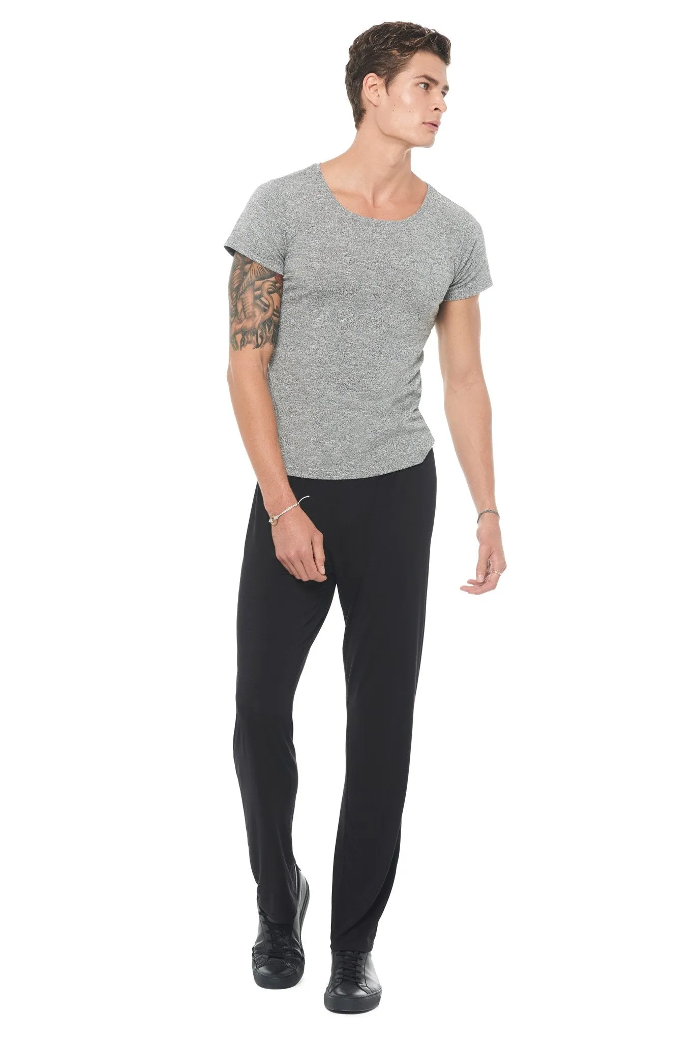 Men's Novelty Texture Wide Neck Tee