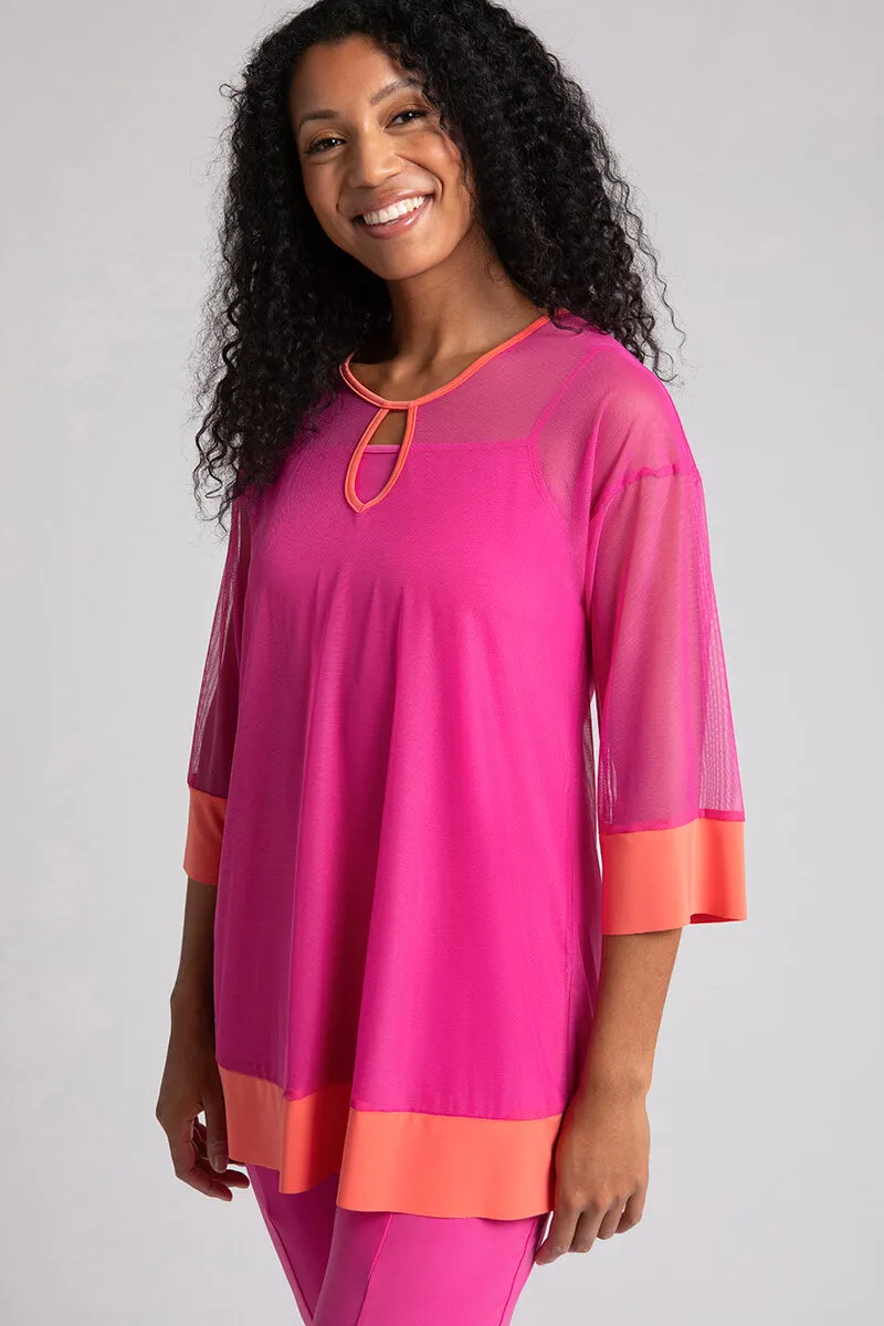 Mesh Keyhole Tunic | Peony