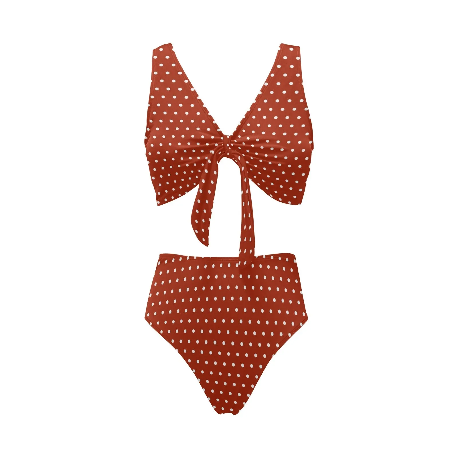 Micro Polkadot Chest Bowknot Bikini Swimsuit