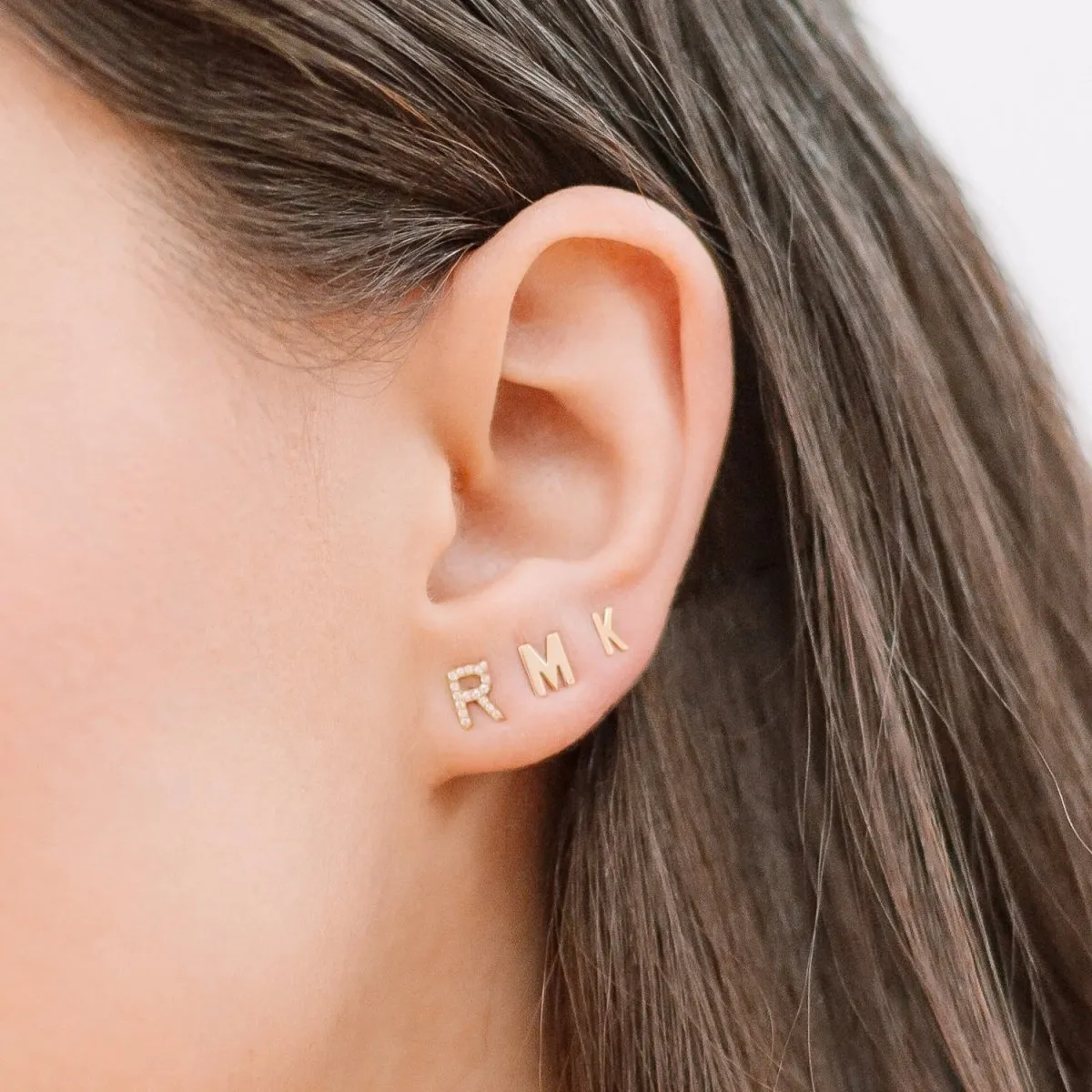 Mini Pave Letter Stud Earrings