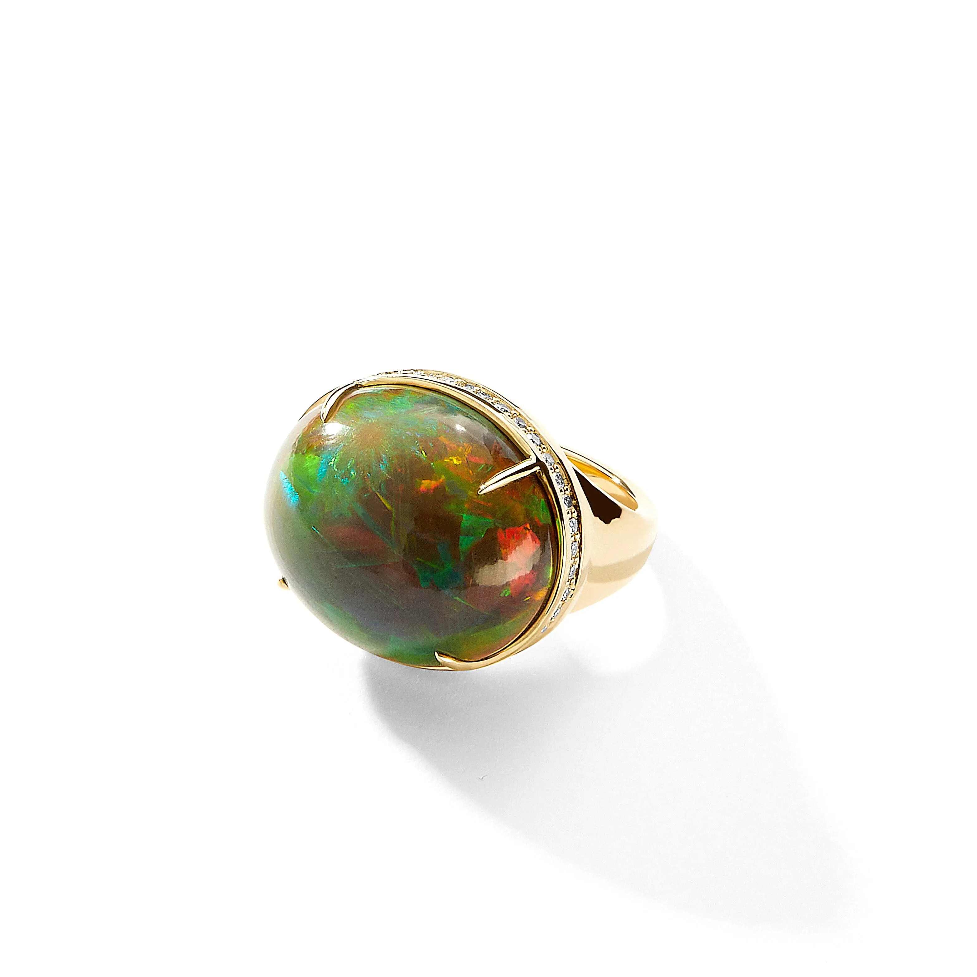 Mogul Olive Green Ethiopian Opal Ring