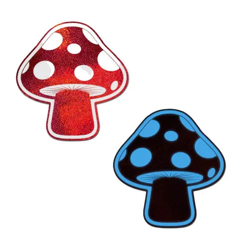 Mushroom: Shiny Red & White Glow-in-the-Dark Shroom Nipple Pasties