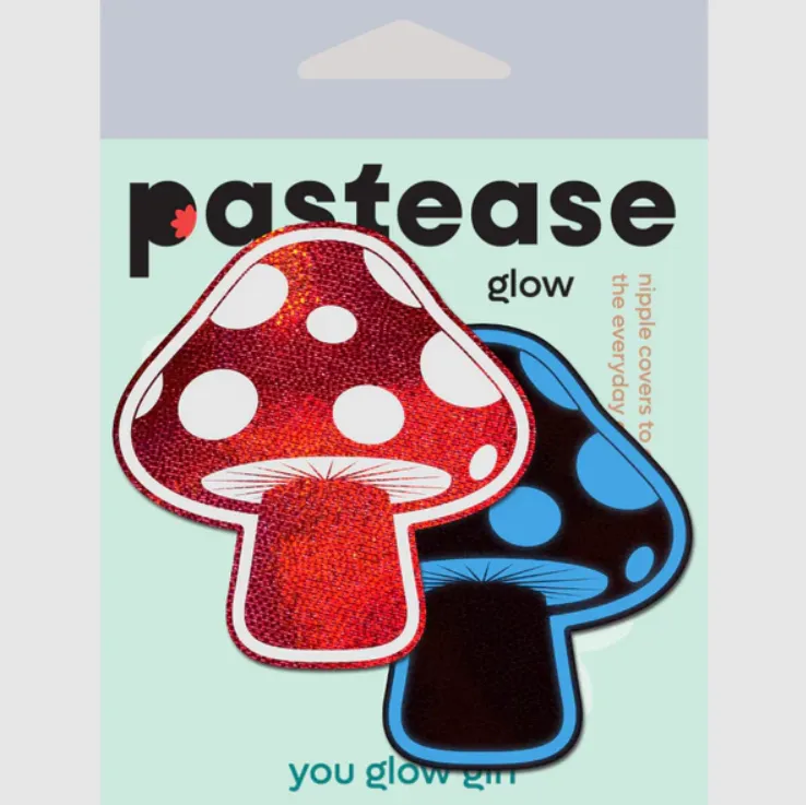 Mushroom: Shiny Red & White Glow-in-the-Dark Shroom Nipple Pasties