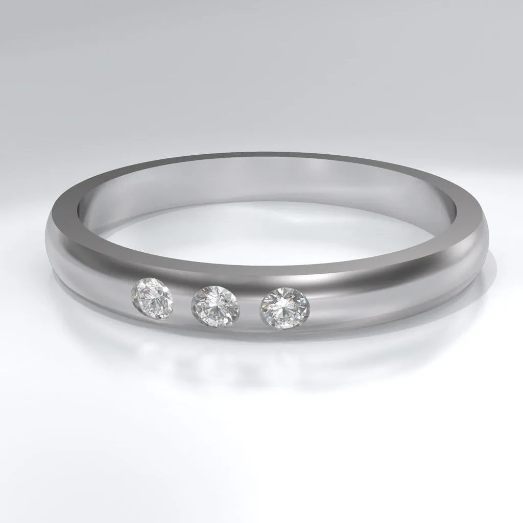 Narrow 3 White Sapphire Wedding Ring