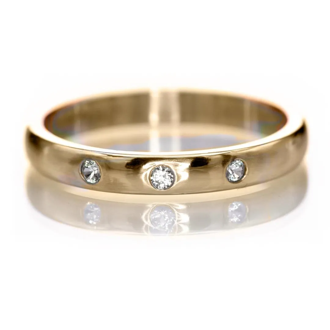 Narrow 3 White Sapphire Wedding Ring