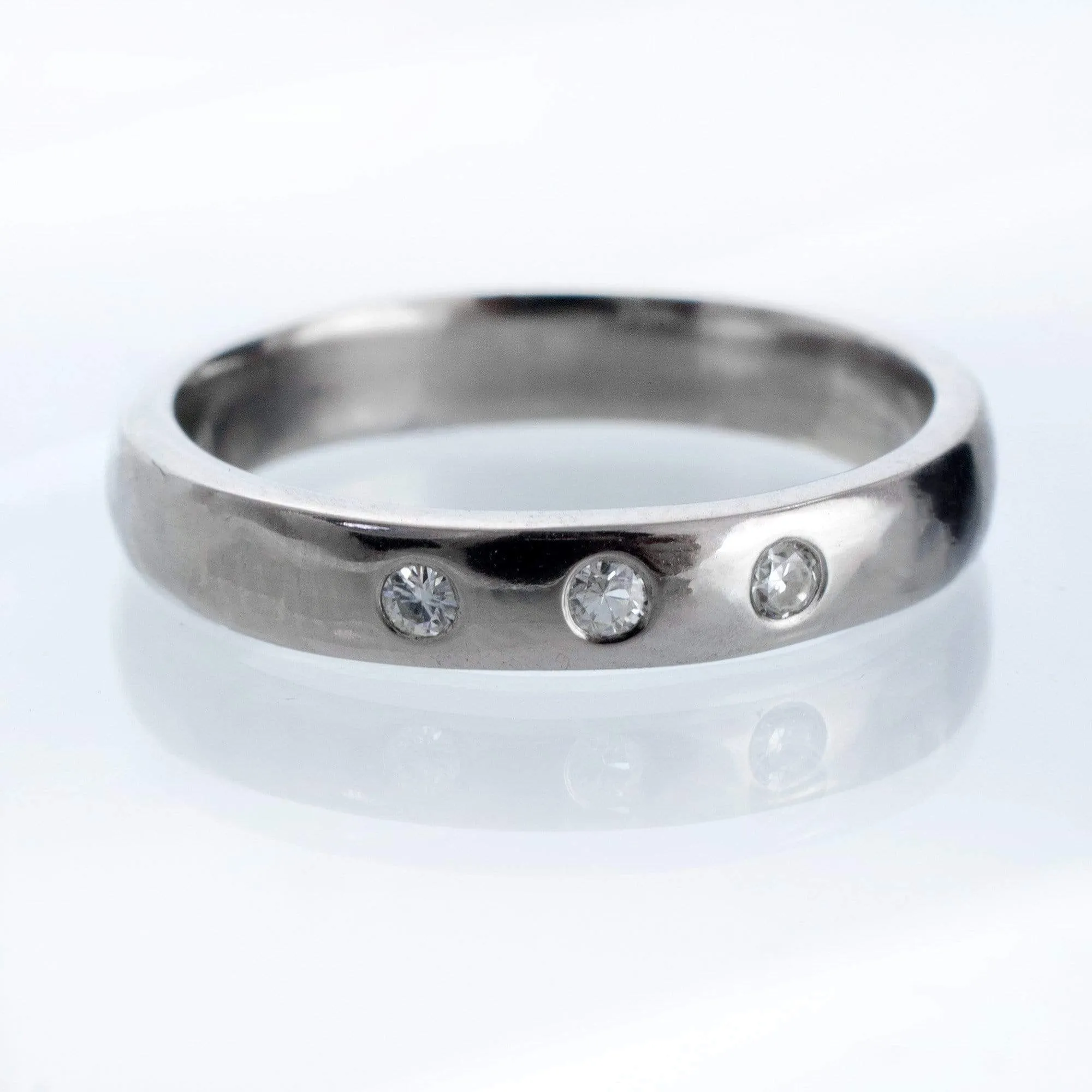 Narrow 3 White Sapphire Wedding Ring