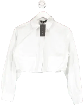 New Look White Crop Low Pocket Shirt UK 8