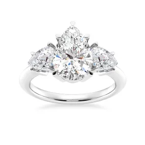 NEW Pear Shaped Three Stone Moissanite Engagement Ring