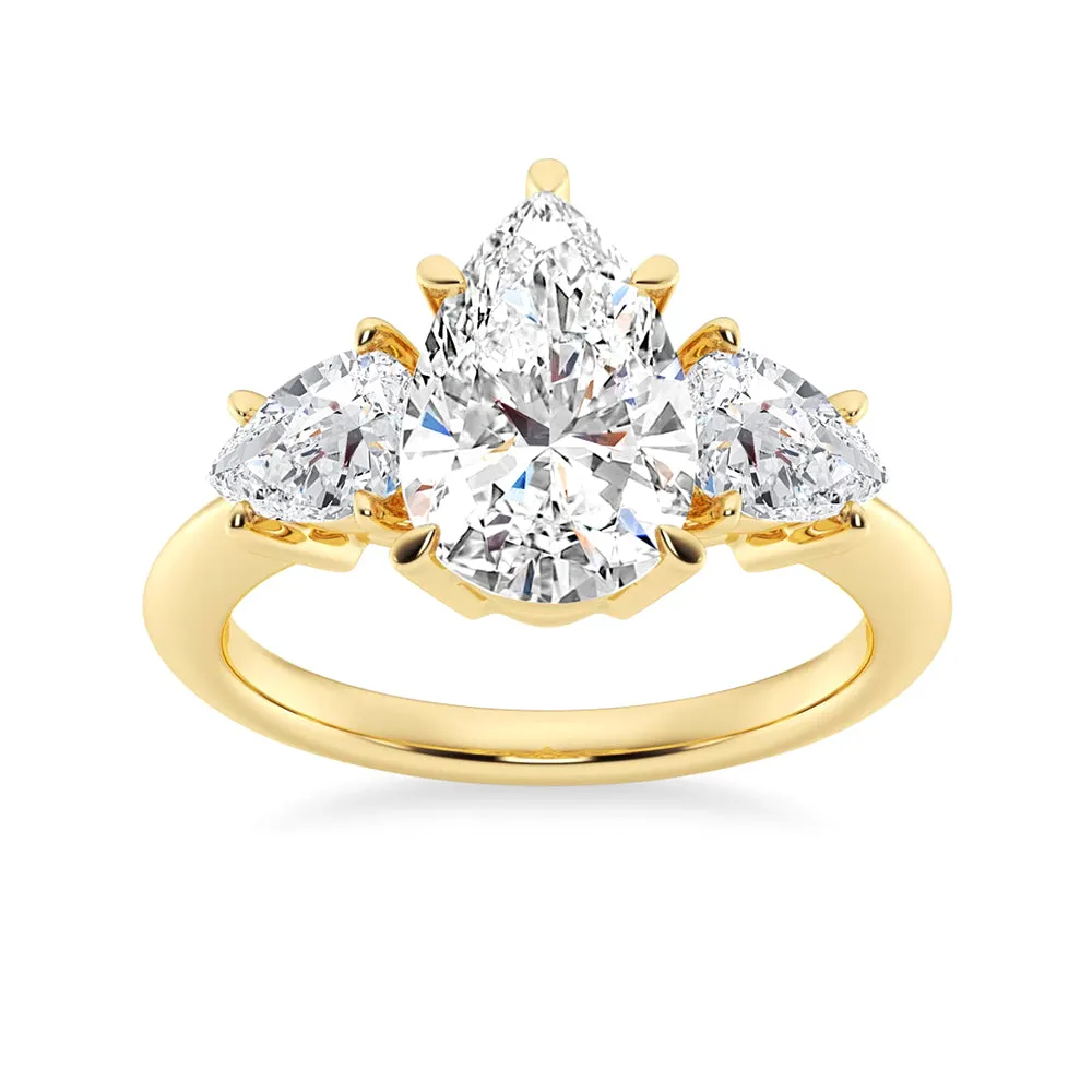 NEW Pear Shaped Three Stone Moissanite Engagement Ring