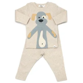 oh baby! Two Piece Set Large Puppy Mist Applique - Sand