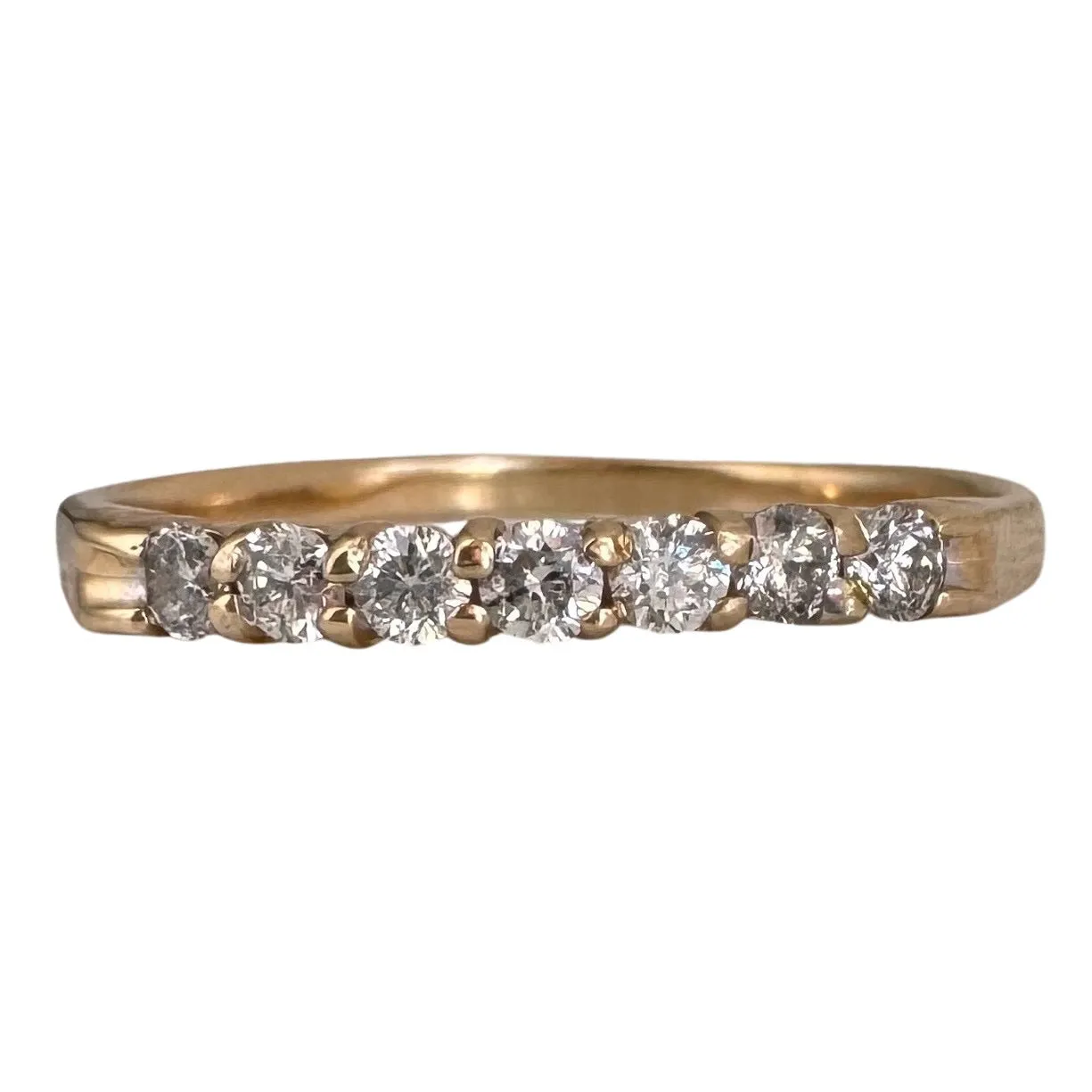 P R E - L O V E D // seven sparkles / 14k yellow gold diamond half eternity band / size 7.25 to 7.5