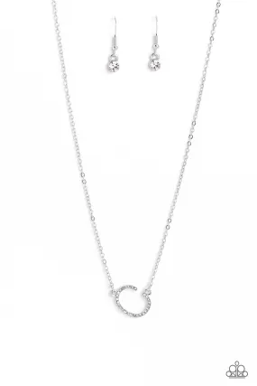 Paparazzi INITIALLY Yours C - White Necklace & Earring Set