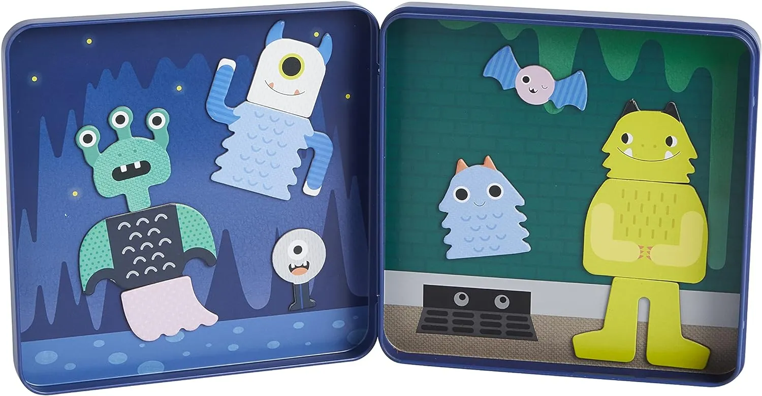 Petit Collage Mixed-Up Monsters Magnetic Travel Play Set – Mix & Match Magnetic Game