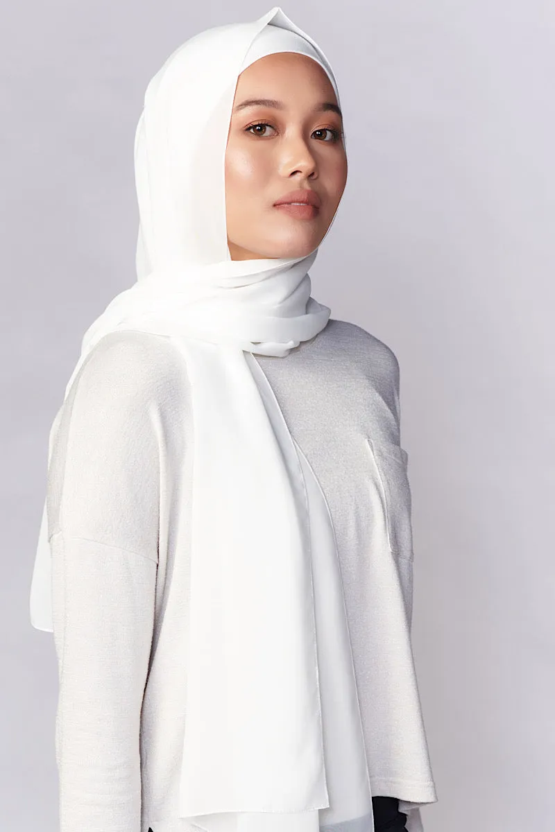 Petite Chiffon Hijab - Diamond White